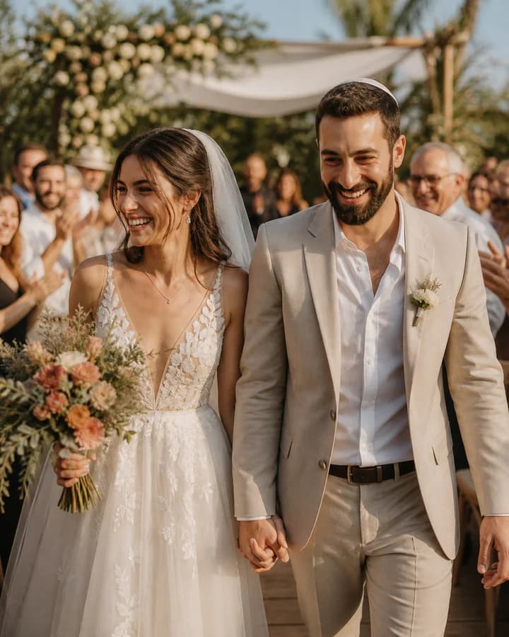 A couple after their wedding ceremony